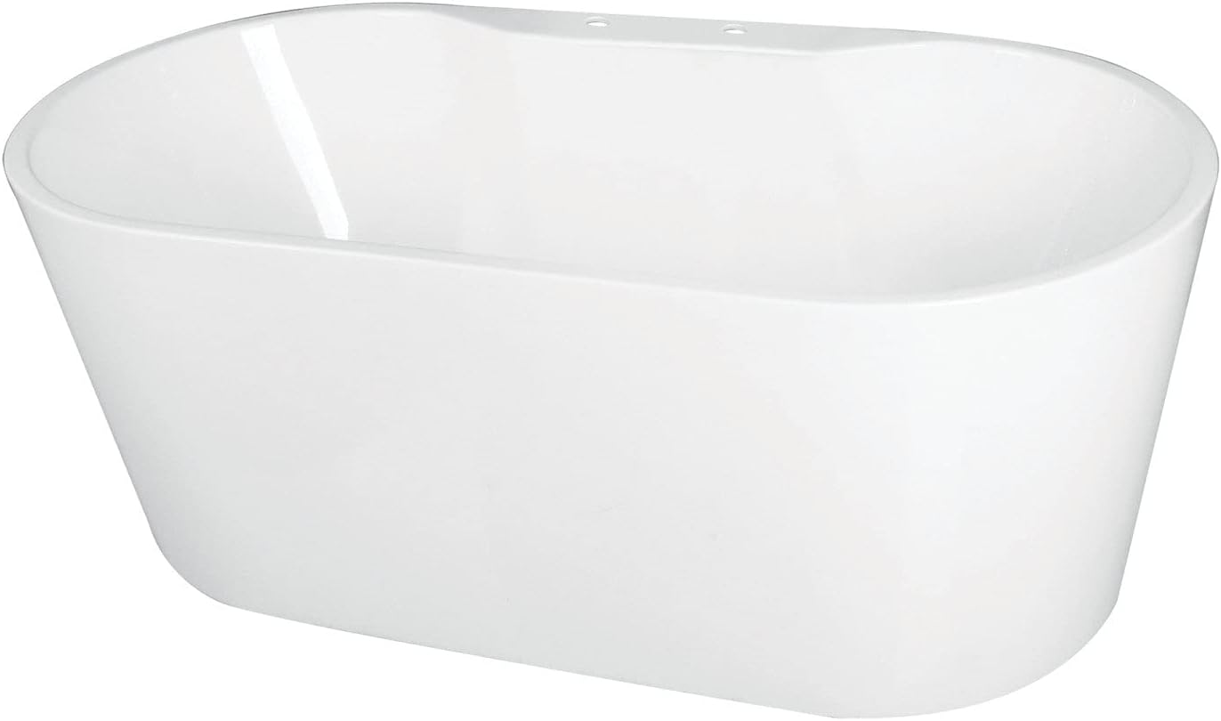Aqua Eden VT7DE633023 63-Inch Acrylic Freestanding Tub with Deck for Faucet Installation, White
