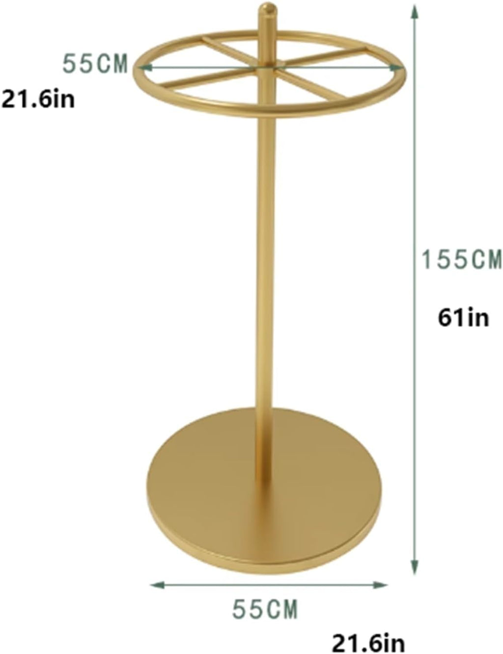 360° Rotating Round Garment Rack, Floor Standing Clothing Stand, Clothes Retail Display Shelf, for Bedroom Boutique Commercial Shop Laundry Room, 21 * 61 * 21in(White)