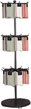 Round Retail Clothing Store Shelf, Commercial Lingerie Garment Rack, Metal, Underwear Sock Display Organizer Stand, for Bras, Shorts, Hats, 3-4 Tier(Black,135 * 40cm)