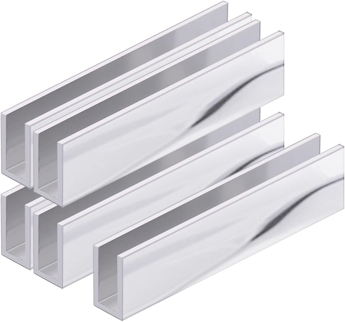 Aluminum Fixed Panel Shower Door U Channel for 1/2' Thick Glass 95 inches Length (5, Chrome Finish)