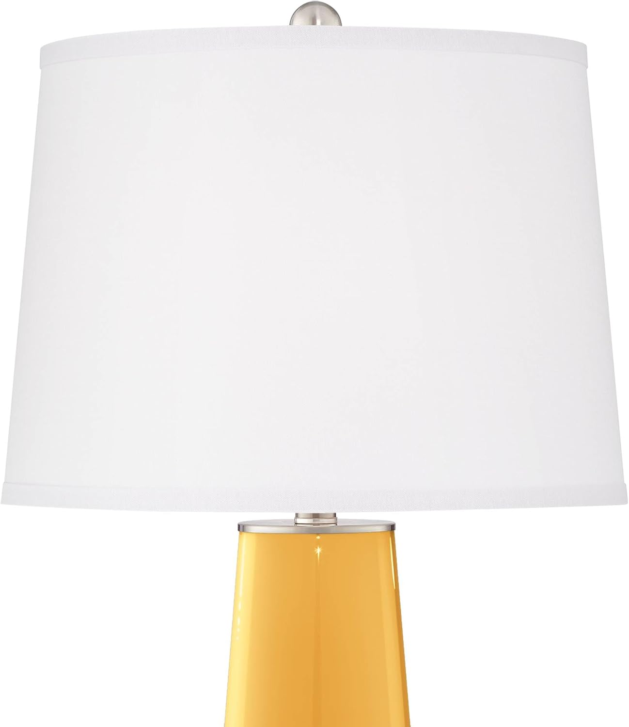 Color + Plus Leo Modern Table Lamps 29 1/2' Tall Set of 2 Goldenrod Glass Tapered Column Plain White Drum Shade Decor for Bedroom Living Room House Home Bedside Nightstand Office Family