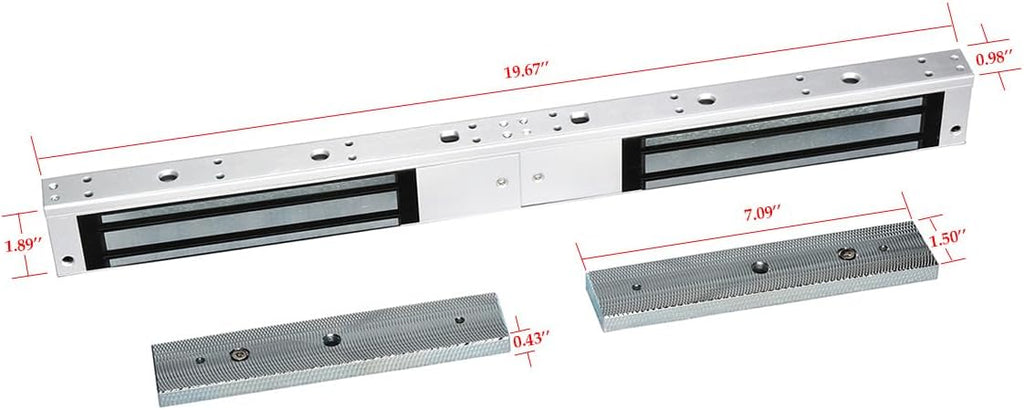 Dual Door Magnetic Lock with Z and L Bracket 600lbs Holding Force Electromagnetic Lock for Double Door Access Control System