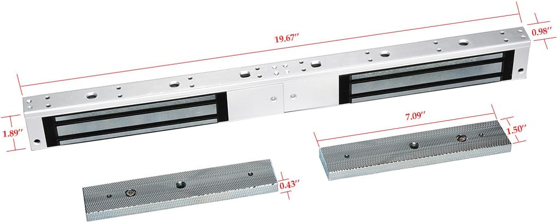 Dual Door Magnetic Lock with Z and L Bracket 600lbs Holding Force Electromagnetic Lock for Double Door Access Control System