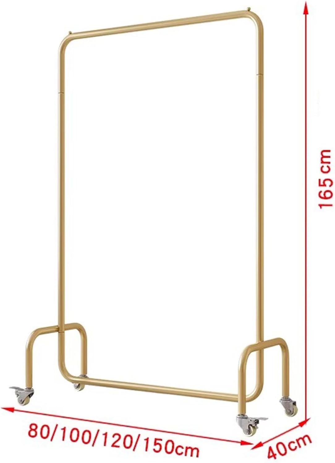 Heavy Duty Coat Rack, Garment rack Commercial Clothes Rack On Wheels, Rolling Clothing Rack For Hanging Clothes, Heavy Duty Clothes Rail For Bedroom And Living Room, 280 Lb Load Capacity, Gold ( 80X4