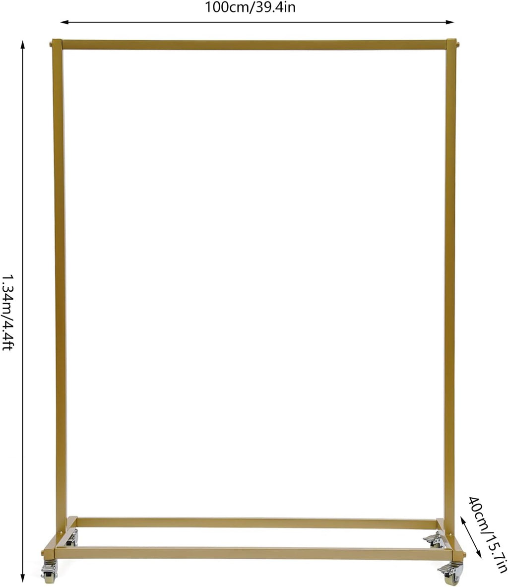 52.8' Boutiques Retail Gold Clothing Racks with Wheels, Rolling Garment Rack Clothing Store Hanger Storage Shelves,Commercial Closet
