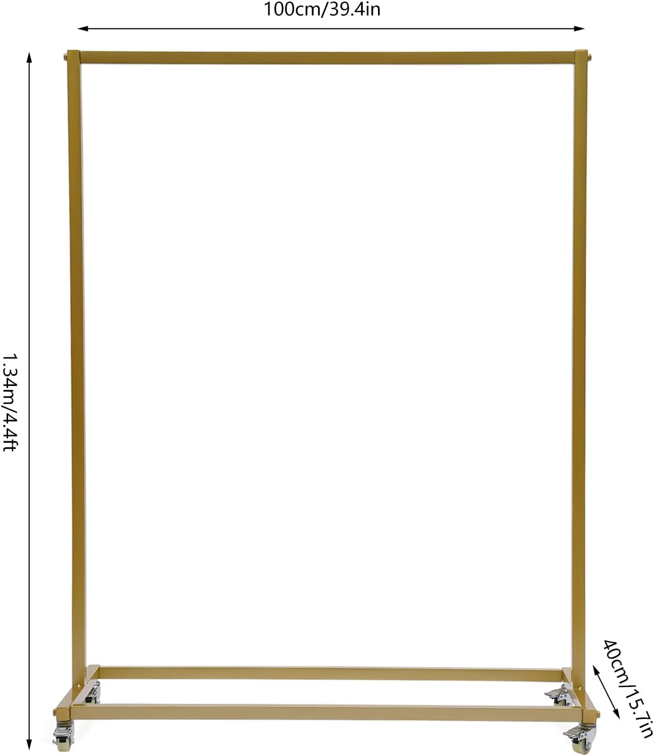 52.8' Boutiques Retail Gold Clothing Racks with Wheels, Rolling Garment Rack Clothing Store Hanger Storage Shelves,Commercial Closet