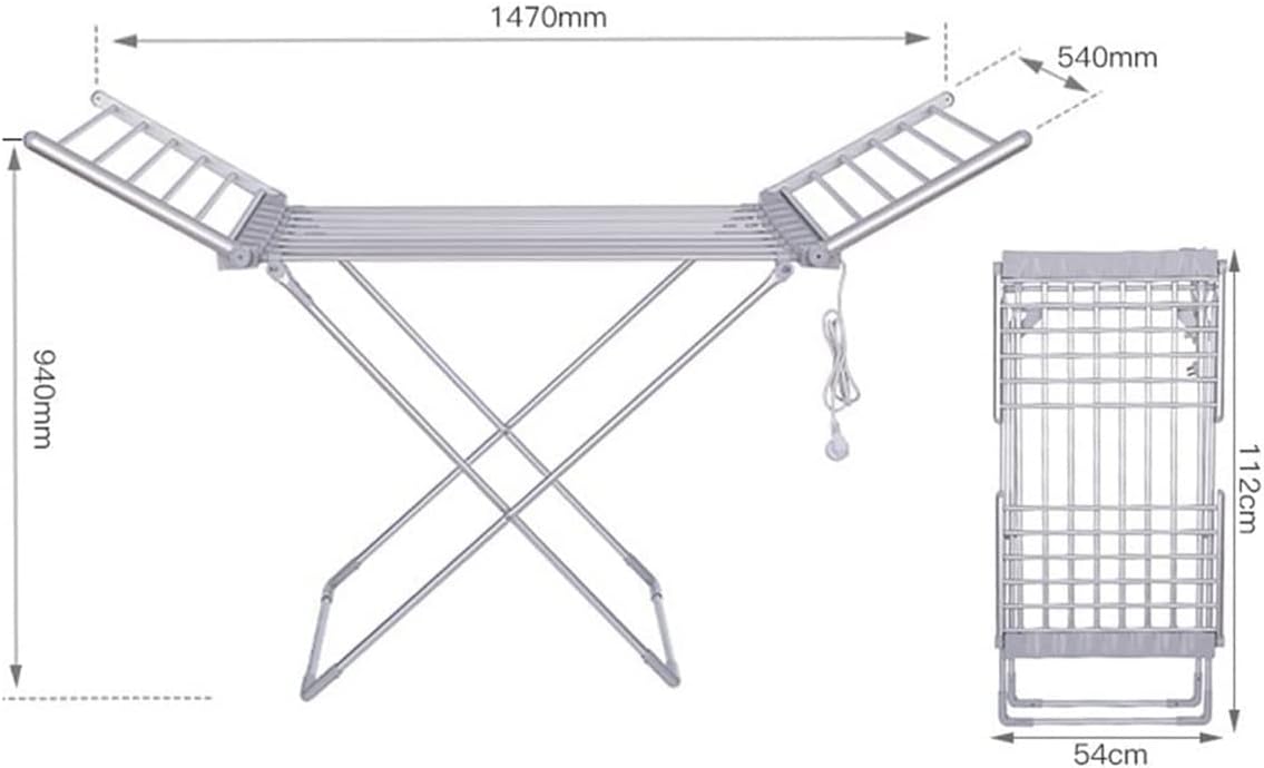Clothes Drying Rack Electric Heated Laundry Rack Folding Collapsible Gullwing Clothing Drying Stand Free-Standing Heating Garment Dryer Towel Rail Space Saving for Home Indoor/Outd
