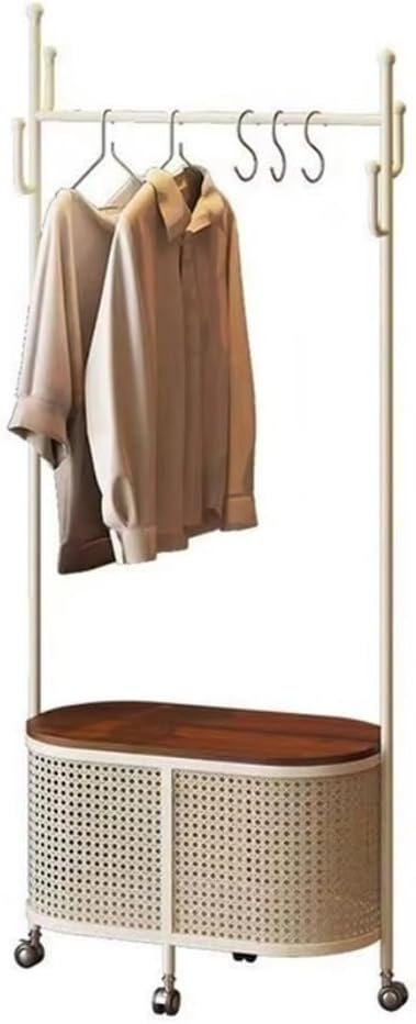 Coat Stand Freestanding Garment Rack with Woven Design, Portable and Adjustable for Living Room Bedroom Closet Organization
