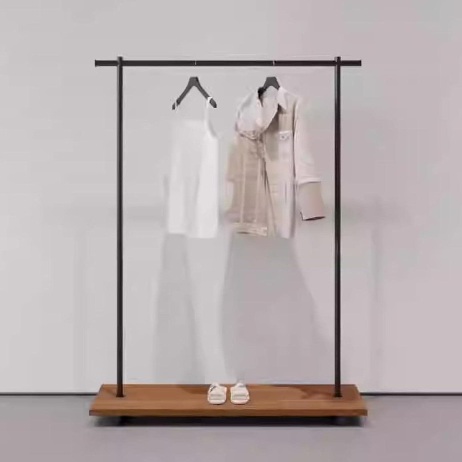 Industrial Heavy Duty Clothing Rack with Hanging Rods and Shelves,Garment Rack Black Metal Clothes Rack On Wheels, Freestanding Coat Rack for Bedrooms, Large Capacity Closet Organi(120X40X160CM)