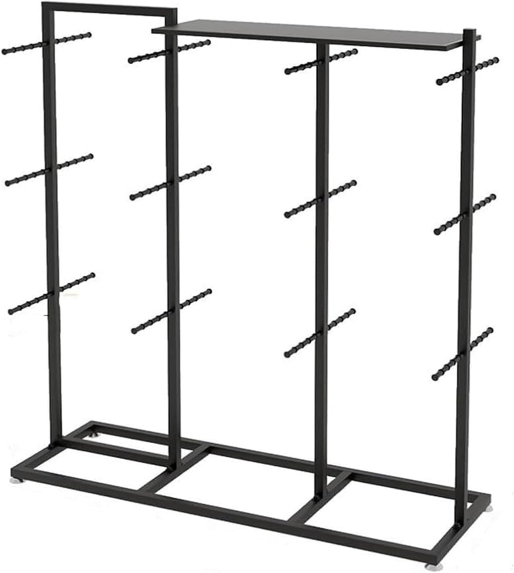 Clothes Rail Garment Rack Clothing Store Underwear Display Rack, Metal Floor Stand Bra Shorts Socks Organizer Commercial Double Sided Shelves With Top Shelves Accessories Retail Display ( Color : Blac