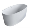 ANZZI Freestanding Bathtub 61 In Solid Surface Stone Resin Flat Bottom Soaking Tub Matte White Roccia Series One Piece Oval Design Deep Basin Center Drain Floor Mount Fixture | FT-AZ505