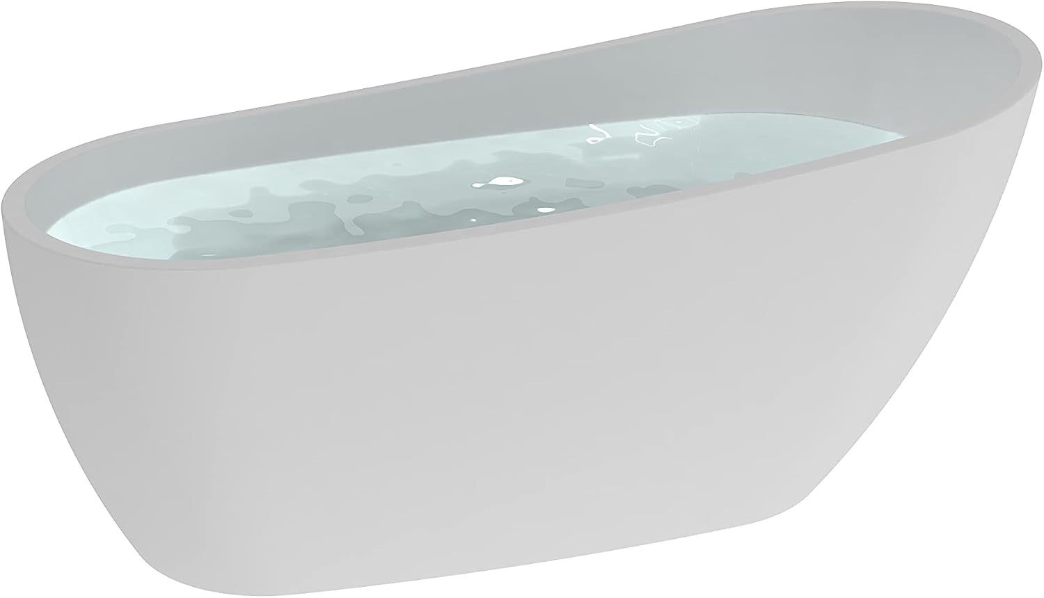 HEATGENE 59' Acrylic Freestanding Bathtub Contemporary Soaking Tub Easy to Install UPC Certified Drain & Overflow Assembly Included - White