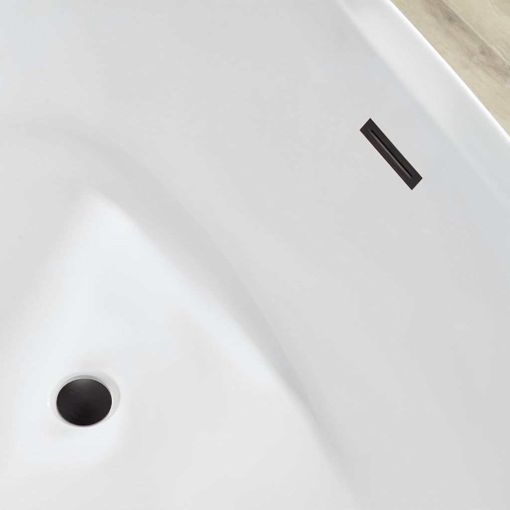 HomeBeyond 71 Inch Free Standing Bathtub | Acrylic Freestanding Bathtub Soaking Tub, Modern Bathroom Stand Alone Tub Suitable for 1-2 Person Bathing, with Pop-up Drain Overflow