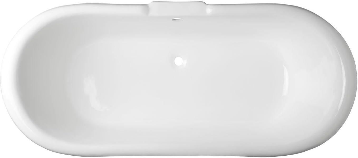 Signature Hardware 312540 Lena 72' Cast Iron Soaking Clawfoot Tub with Pre-Drilled Overflow Hole