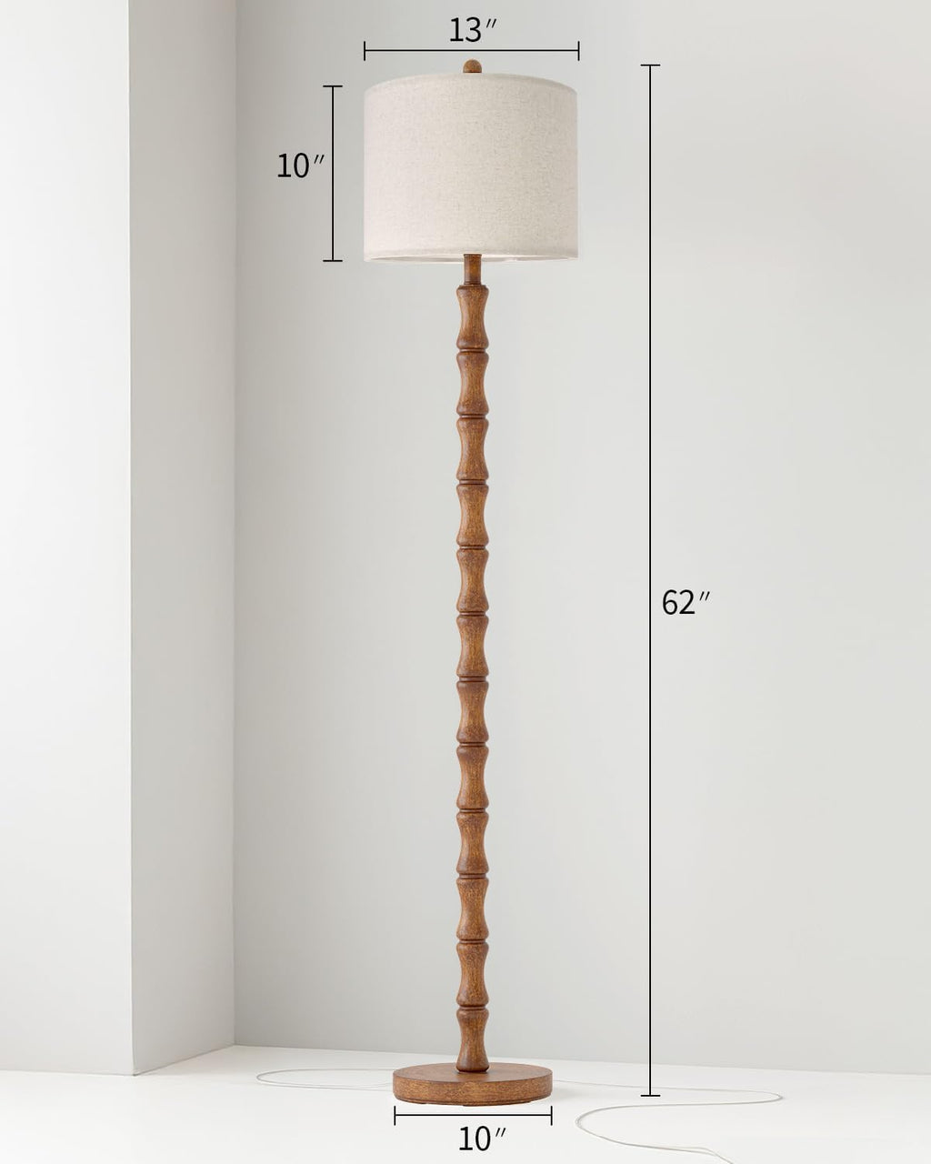 BOBOMOMO Farmhouse Table and Floor Lamp Set of 3, Vintage Lamp Set with Fabric Shade for Living Room, Bedroom, Side Table, Reading Corner