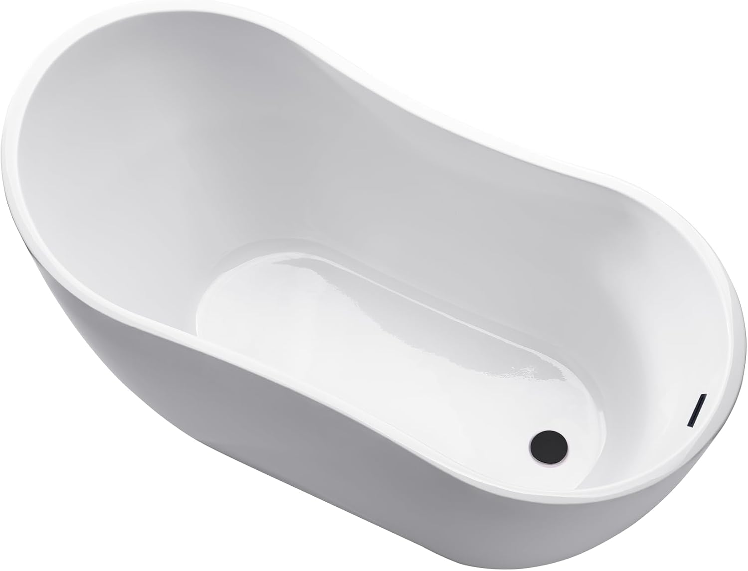 Vanity Art 54 X 28 Inch White Acrylic Freestanding Bathtub | Contemporary Design Soaking Tub with Pop-up Drain and Slotted Overflow Included, UPC Certified VA6525-MB