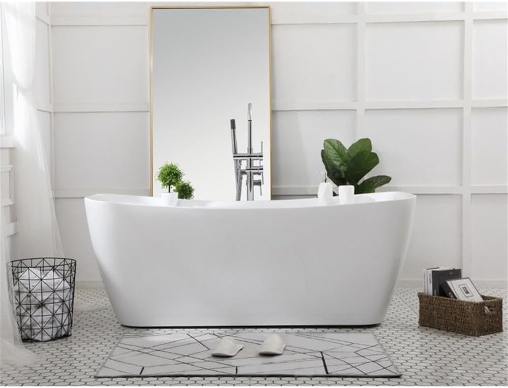 Elegant Decor Indoor Modern 67 inch Soaking Bathtub in Glossy white - 67x30.7x25.5