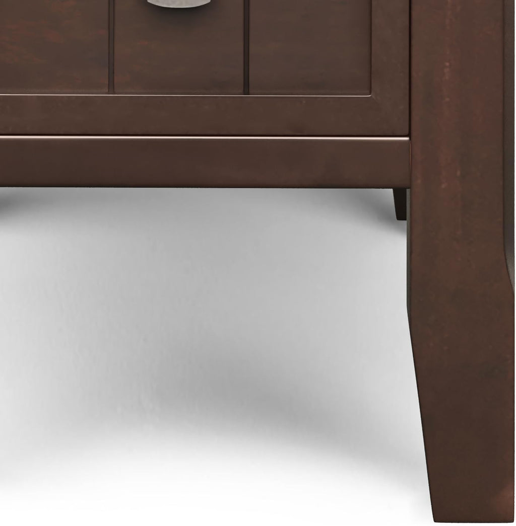 SIMPLIHOME Acadian Narrow Side Table - 14 inch Wide Solid Wood Rectangular End Table with Drawer and Open Shelf in Brunette Brown, Transitional Nightstand or Lamp Stand for Living Room or Bedroom