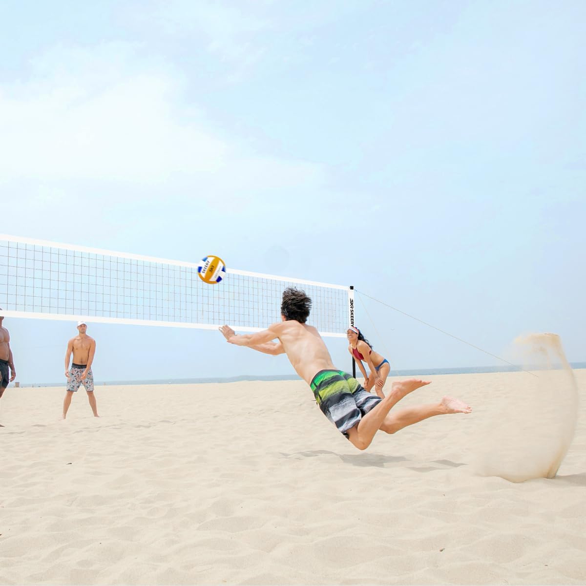 SKEERY Outdoor Heavy Duty Volleyball Net Set, Anti-Sag Design, Adjustable Aluminum Poles, Portable Volleyball Net for Backyard,Grass and Beach