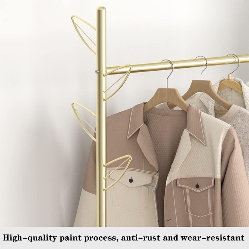 3-in-1 Hall Tree Coat Rack with Bench & 2 Shelves, Free-Standing Garment Stand, Steel Frame for Entryway(Black,50 * 33 * 183cm)