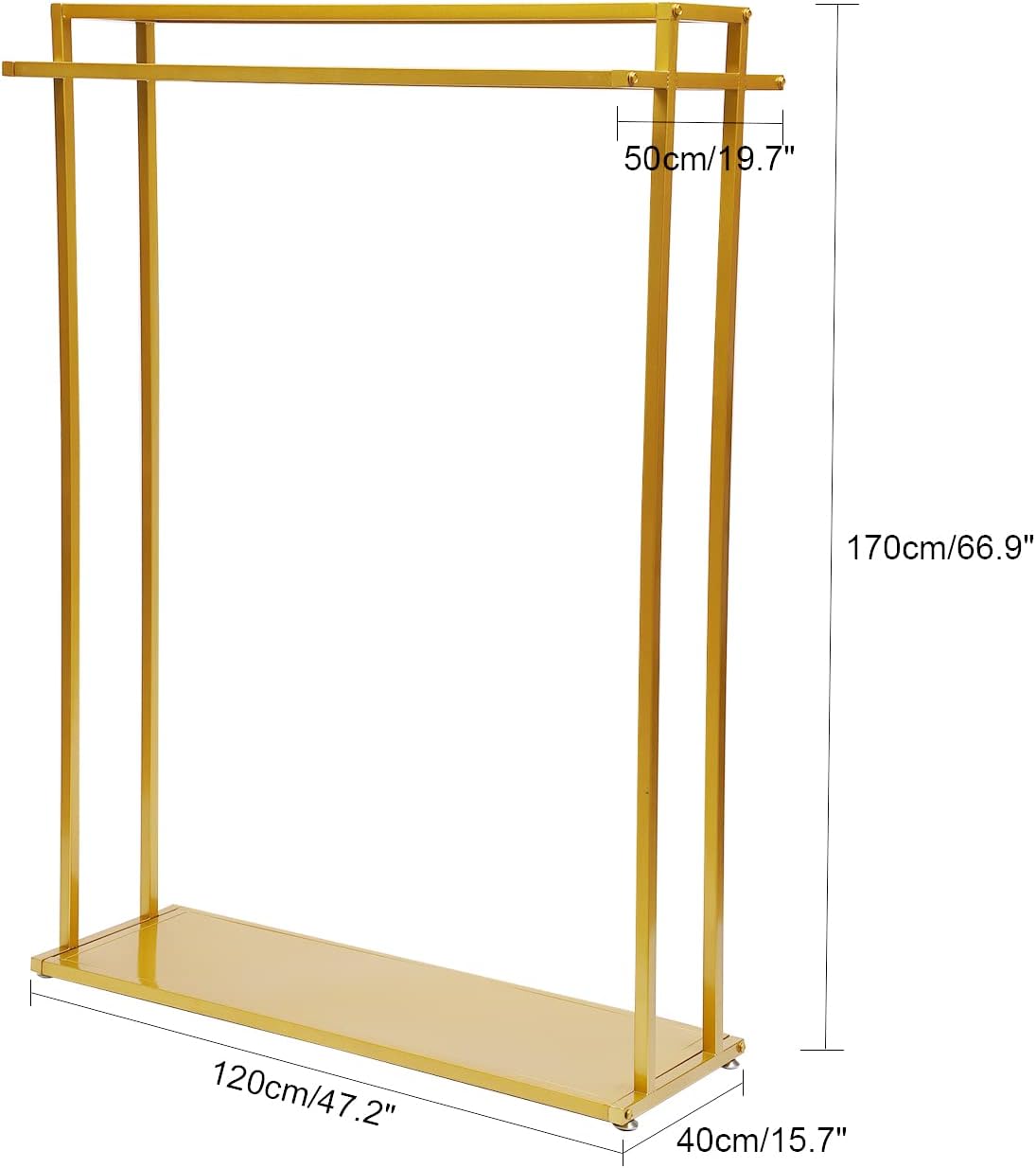 Metal Clothes Rack, Modern Gold Clothes Rack, Freestanding Garment Rack Clothes Display Stand, Retail Display Wall Mounted Storage Clothes Hanging Shelf, Closet Rack, Garment Rack