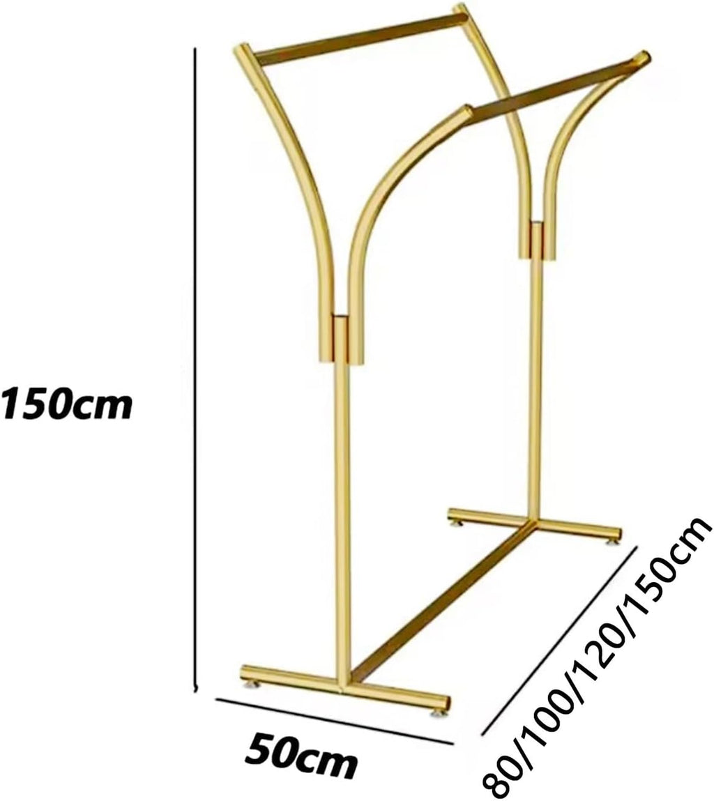Rack For Hanging Clothes Retail Display - Clothes Racks - Floor Standing Metal Garment Rack - Double Pole Coat Rack, Freestanding Garment Rack, For Bedroom,Home,Office,Indoor(Floor standing type,L80CM