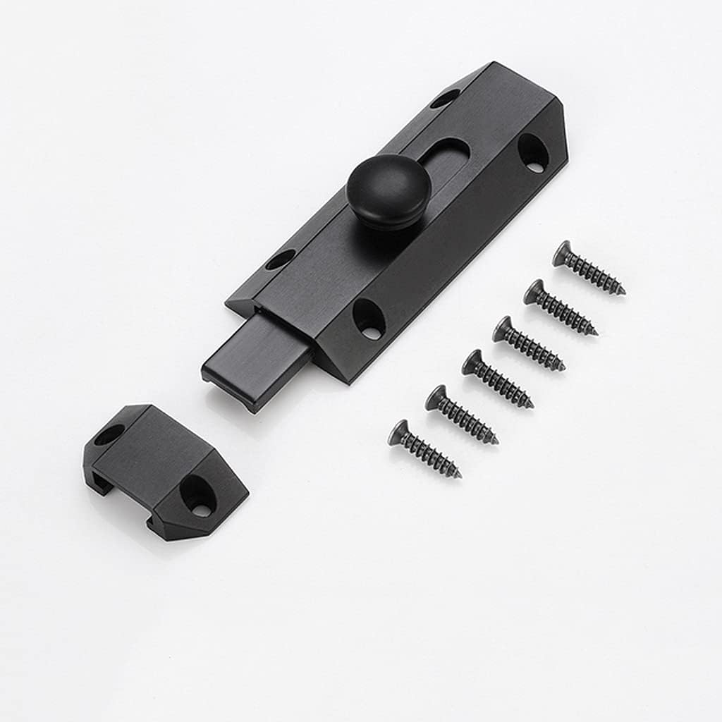 JSEIAJB Top Selling Brass Doors Slide Latch Lock Bolt Barrel Home Gate Safety Hardware Screws Bathroom(Gao Ya Black)
