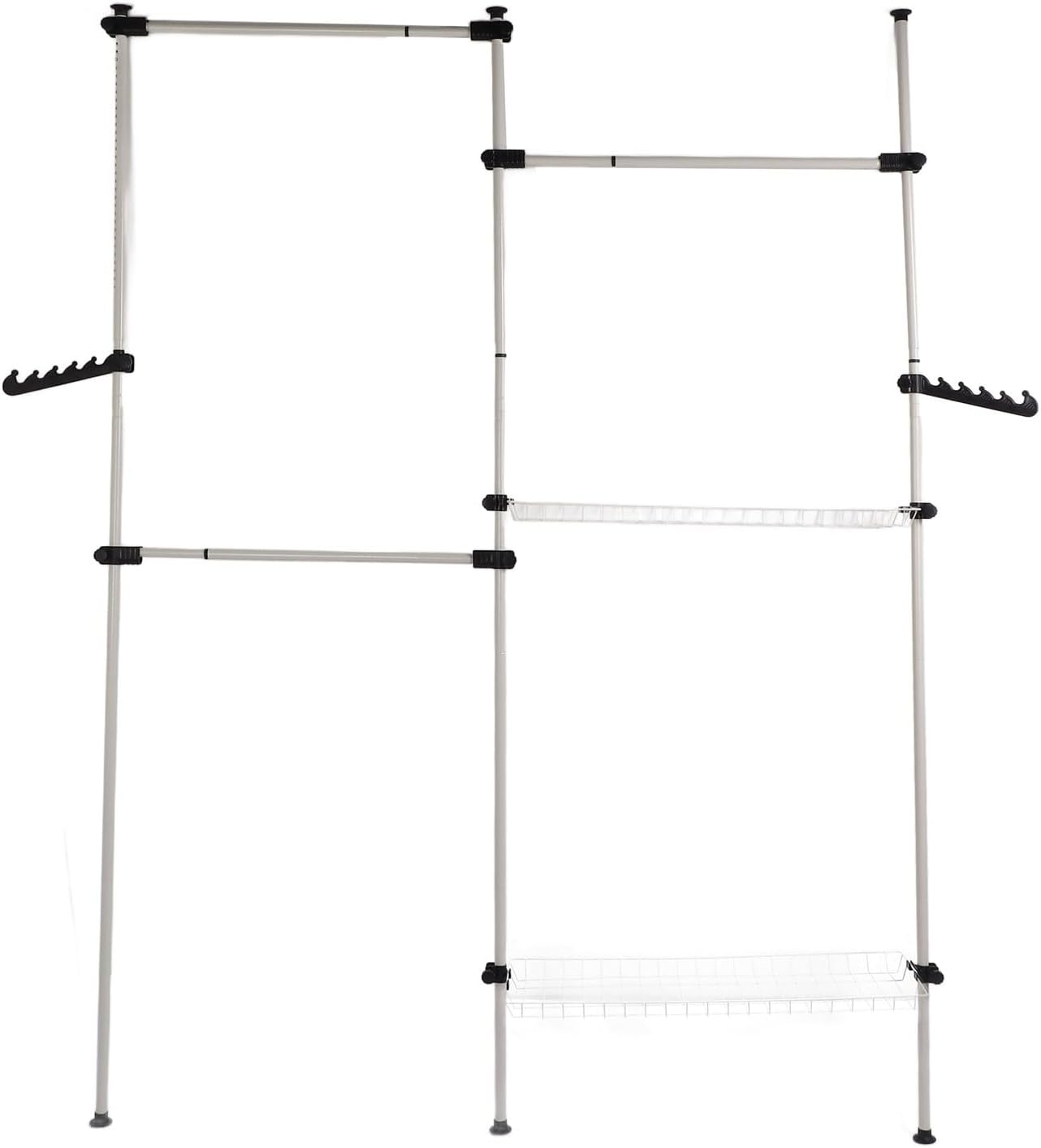 Portable Indoor Garment Rack, Heavy Duty Adjustable Clothes Hanger, 122 Inch High x 122 Inch Wide - Stable Support, Tools Free DIY Installation, Space Saving for Household Use