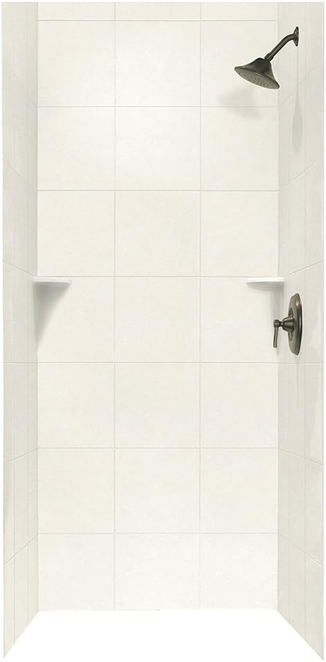 Swan SQMK963636.059 36-in L x 36-in W x 96-in H Solid Surface Shower Wall Kit, Tahiti Ivory