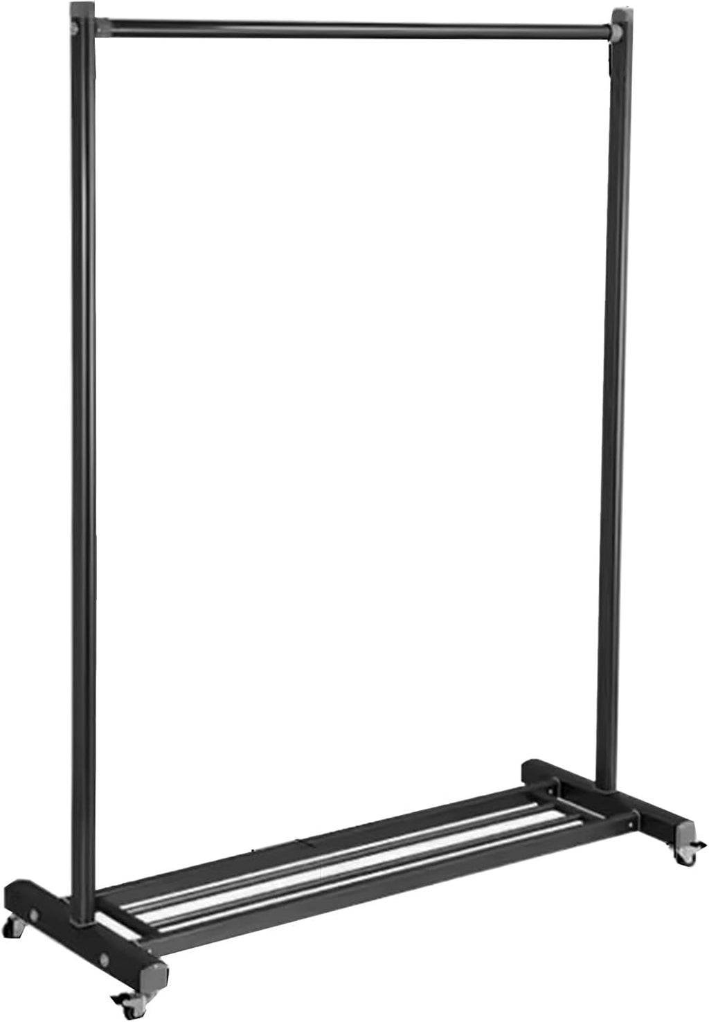 Heavy duty Garment rack Rolling Clothing Rack For Hanging Clothes, Space-Saving Clothes Rail On Wheels, Freestanding Clothes Organizer With Shelves, Aluminum Alloy Coat Rack (Black 120X45X156CM)