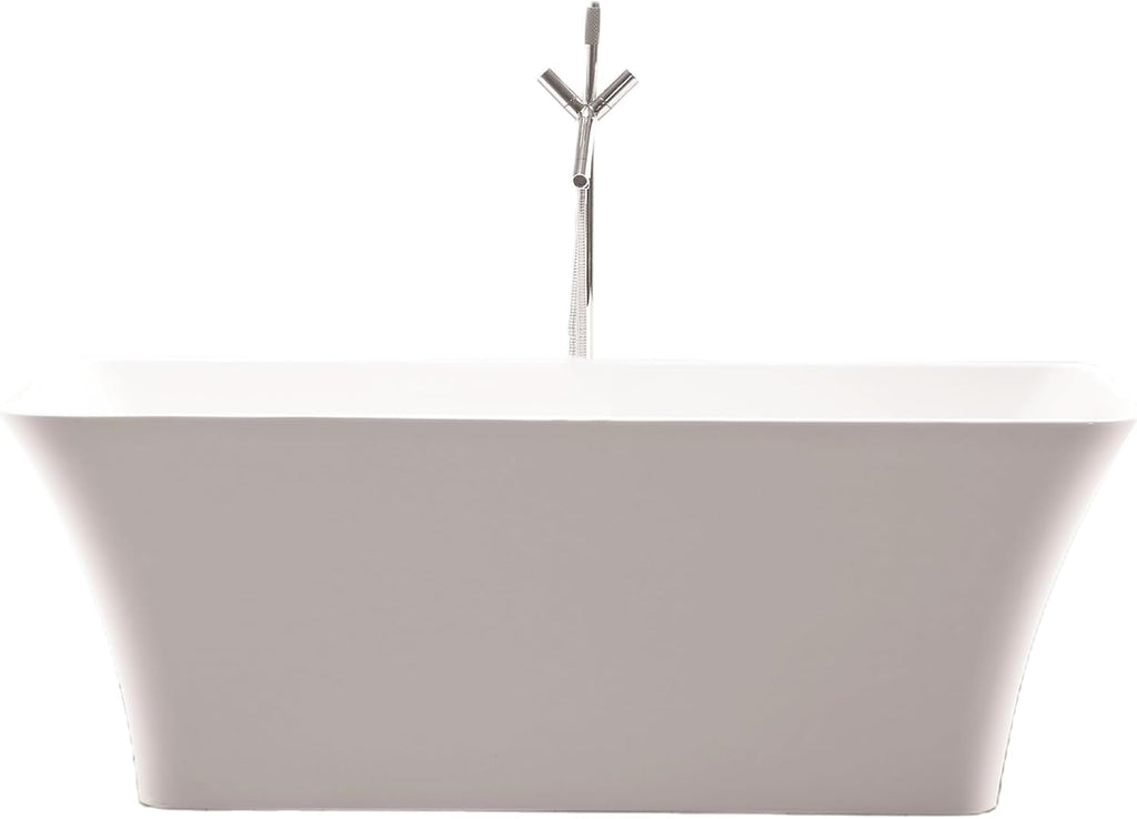 Vanity Art 67 X 29 Inch White Acrylic Freestanding Bathtub | Contemporary Design Soaking Tub with Pop-up Drain and Slotted Overflow Included, UPC Certified VA6820-BN