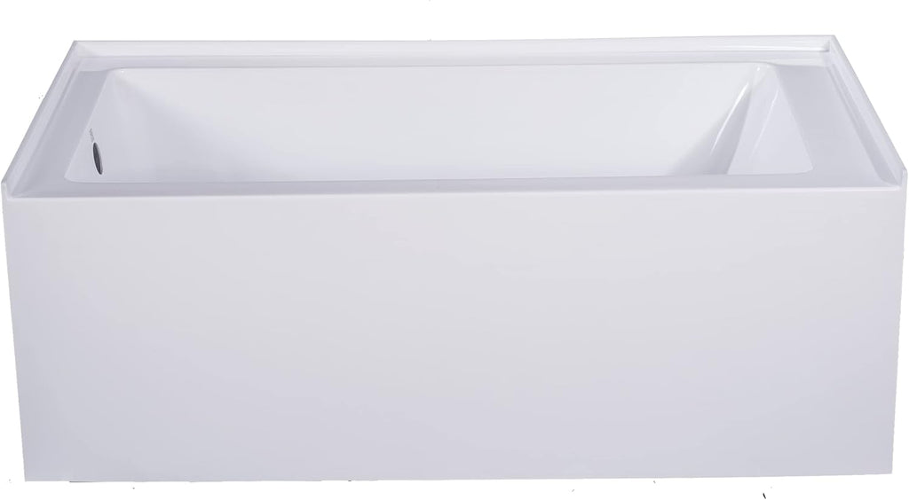 Carver Tubs - ALL6636 - Modern Acrylic Fiberglass Alcove Soaking Bathtub - Rectangular Water Massage Bathtub - White Rectangle Tub W/Left Chrome Drain - Deep Relaxing Soak - 66' L x 36' W x 20.5' H