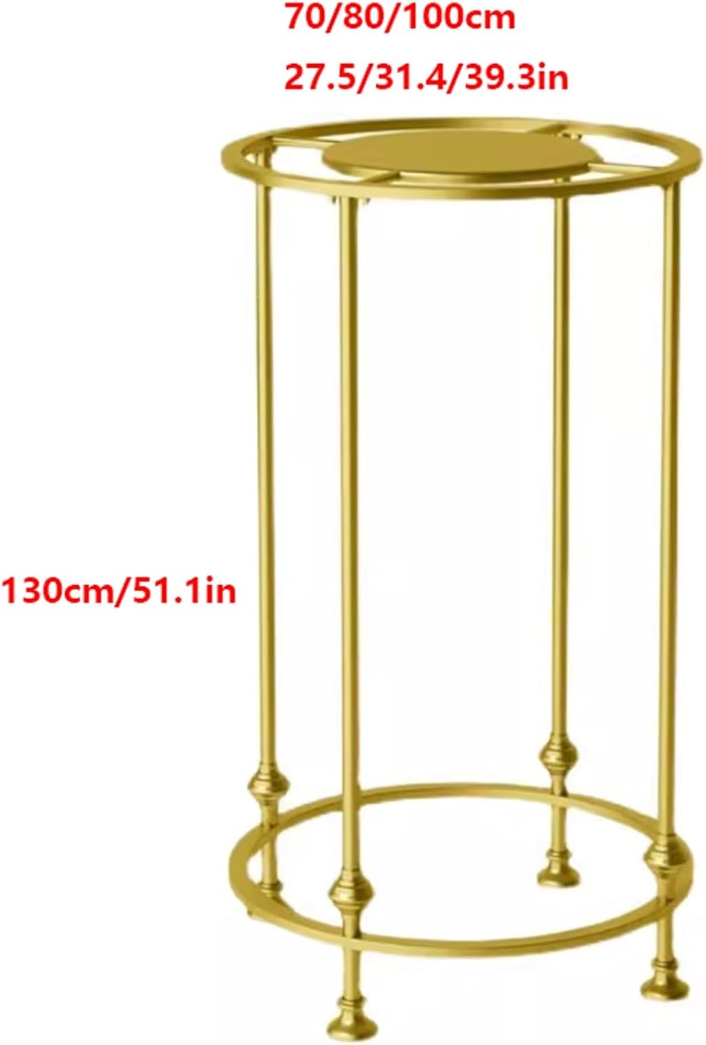 Metal Garment Rack, Round, Floor Standing Clothing Display Stand, Multi-Purpose, Heavy Duty, for Bedroom Boutique Commercial Shop Laundry Room, 130cm/51.1in(Gold,100 * 130cm)