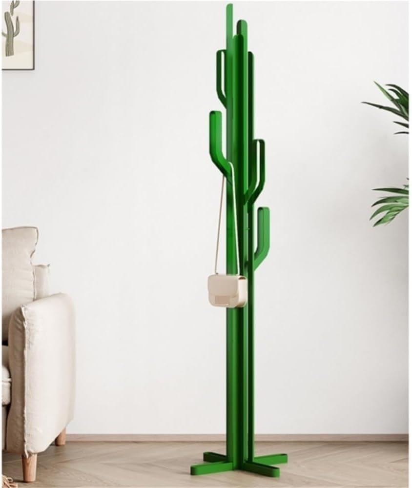 Creative Coat Rack Freestanding Tree-Shaped Clothing Rack Garment Racks for Entrance Living Room Small Space Solid Construction(Green)