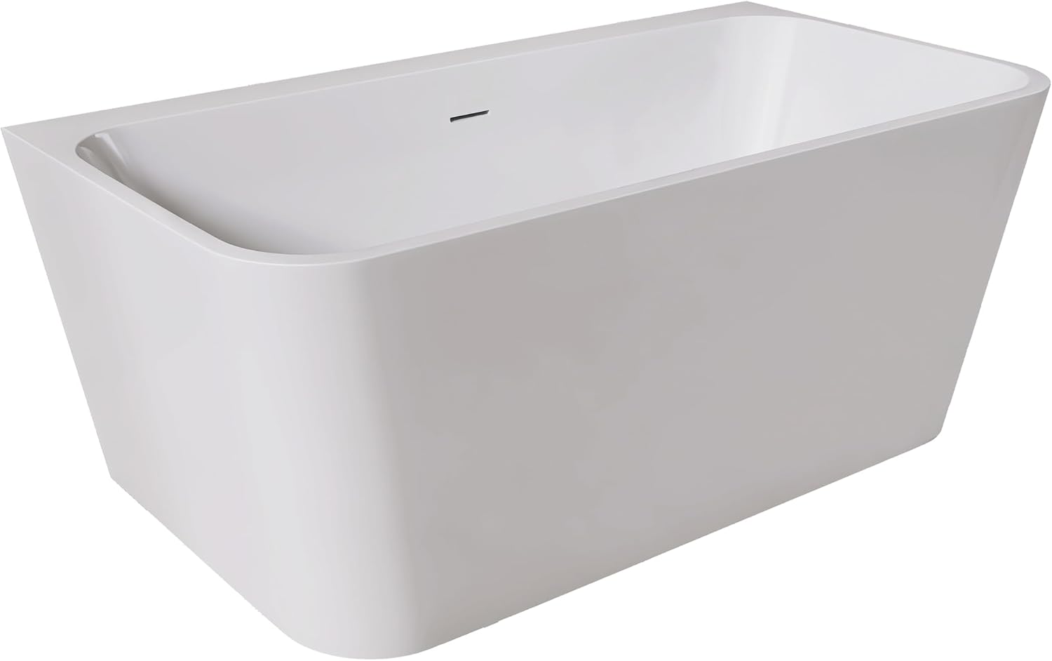 55' Acrylic Freestanding Bathtub - Modern Rounded Rectangular Soaking Tub, Stand Alone Tub for Bathroom with Overflow & Pop-up Drain Stopper(White)