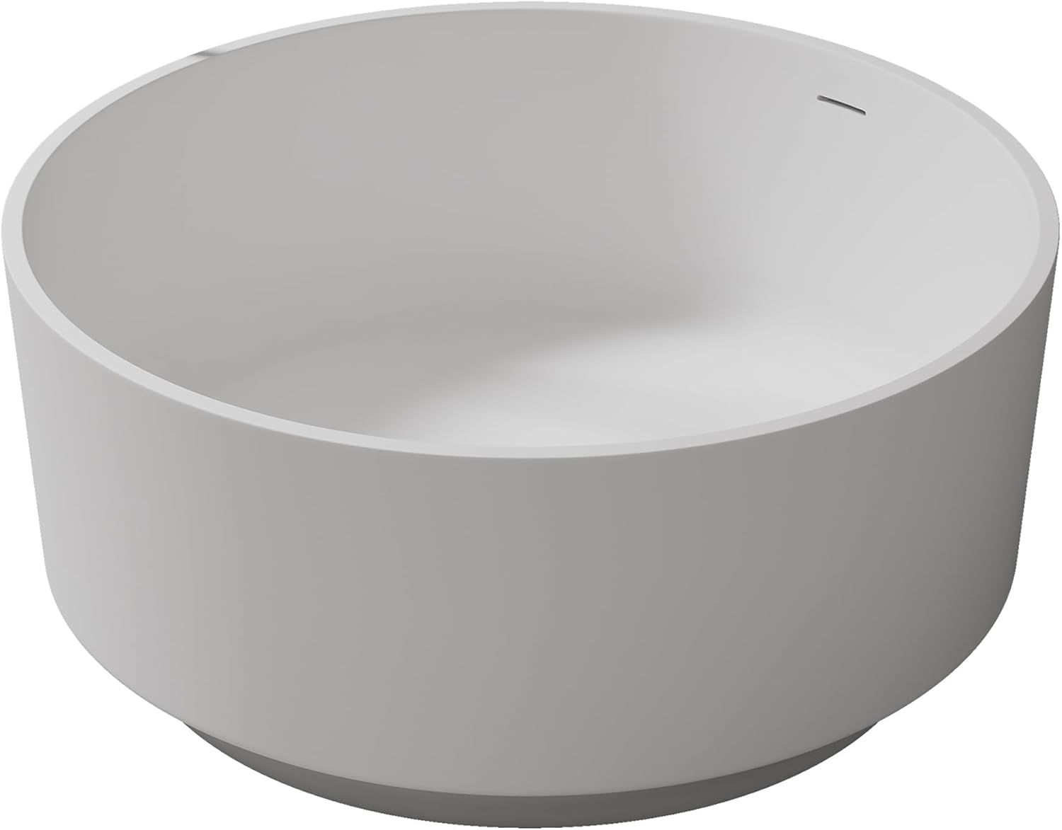 Round Freestanding Tub 49', Solid Surface Bathtub Matte White | Deep Soaking Bathtub, Stone Resin Stand Alone Tub with Overflow and Pop-up Drain, cUPC Certifie