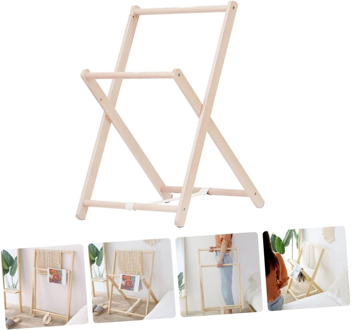 TOYANDONA Solid Wood Coat Stand Garment Rack Clothes Storage Rack for Bedroom Entryway, Practical Freestanding Coat Hanger Stand with Hooks, Modern Wooden Clothes Organizer