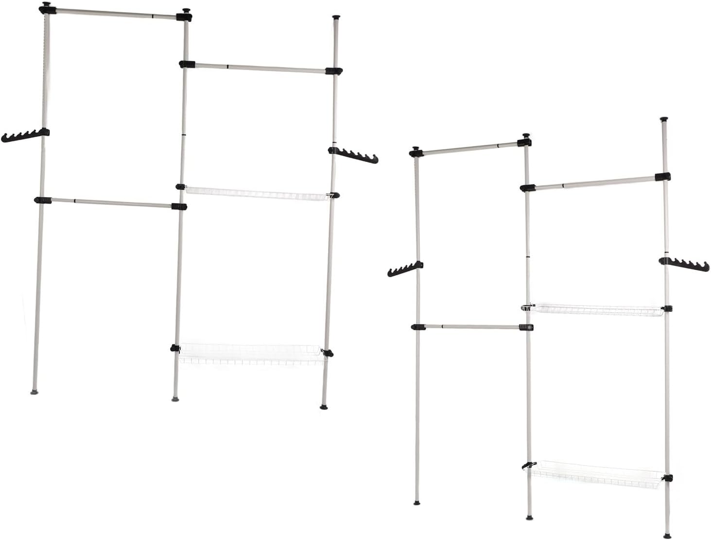 Portable Indoor Garment Rack, Heavy Duty Adjustable Clothes Hanger, 122 Inch High x 122 Inch Wide - Stable Support, Tools Free DIY Installation, Space Saving for Household Use
