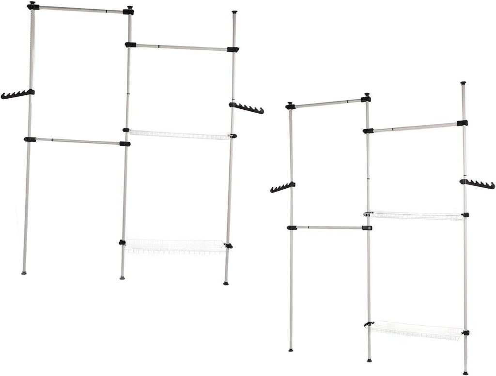 Portable Indoor Garment Rack, Heavy Duty Adjustable Clothes Hanger, DIY Tools Free, Large Capacity 122 Inch Height and Width - Stable Support, Space Saving, Ideal for Household