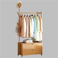 Modern Wooden Clothing Rack with Locker Door & 6 Hooks, Freestanding Coat Rack for Bedroom, Study, Dining Room, Dormitory - Stylish Space-Saving Solution (Yellow, 27.6'x11.8'x62.2')