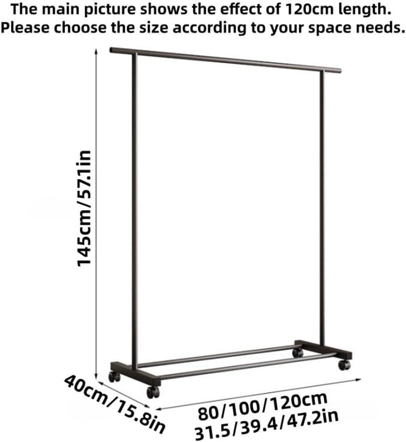 Simple Clothing Rack, Rolling Coat Rack, Garment Organizer with Universal Wheels, Metal Coat Stand for Bedroom, Laundry, Living Room(White,47.2x15.8x57.1in)