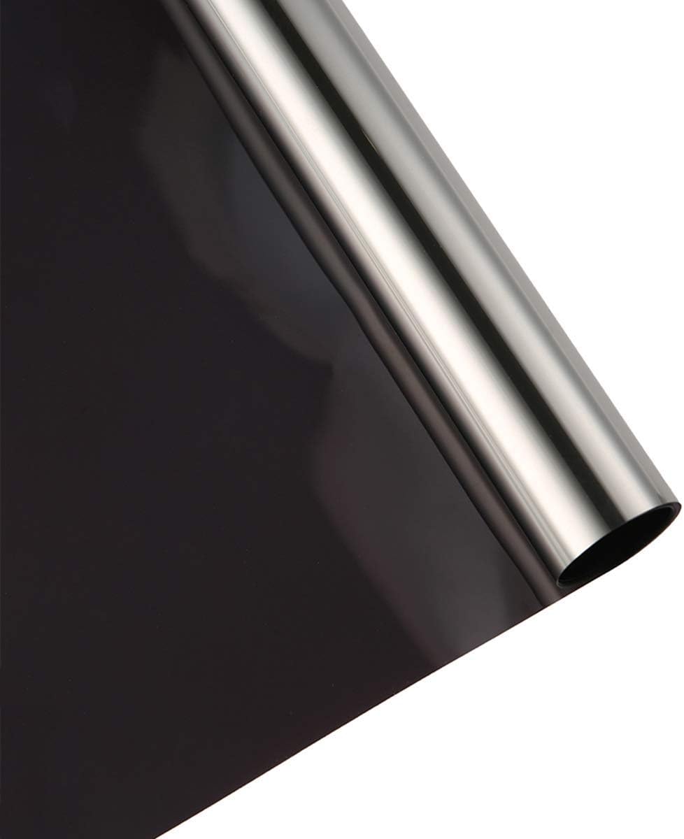 Window Privacy Film Black Silver One Way Mirror Daytime Privacy Reflection Window Tint Anti UV Sun Blocking Glass Protection Film, 60Inch x 100Feet