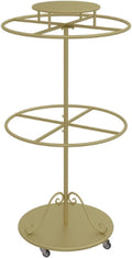 Rolling Metal Garment Rack, Round, Floor Standing Clothing Stand, Clothes Retail Display Shelf, for Bedroom Boutique Commercial Shop Laundry Room, 23.6 * 59in(Gold)