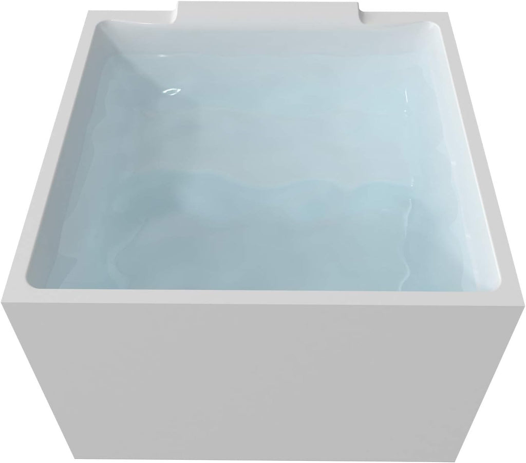 HEATGENE 39' Acrylic Freestanding Bathtub Contemporary Soaking Tub Easy to Install UPC Certified Chrome Drain & Overflow Assembly Included
