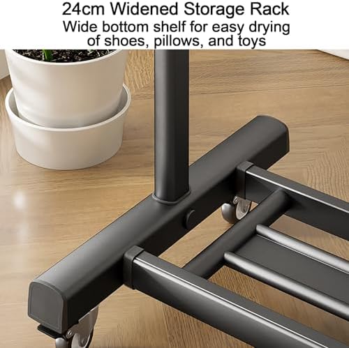 Heavy Duty Rolling Clothes Rack with Wheels - Sturdy Free-Standing Garment Rack for Bedroom, Laundry, Retail Shop Storage & Organization - Adjustable Height, Dur, Black-100x158x43cm