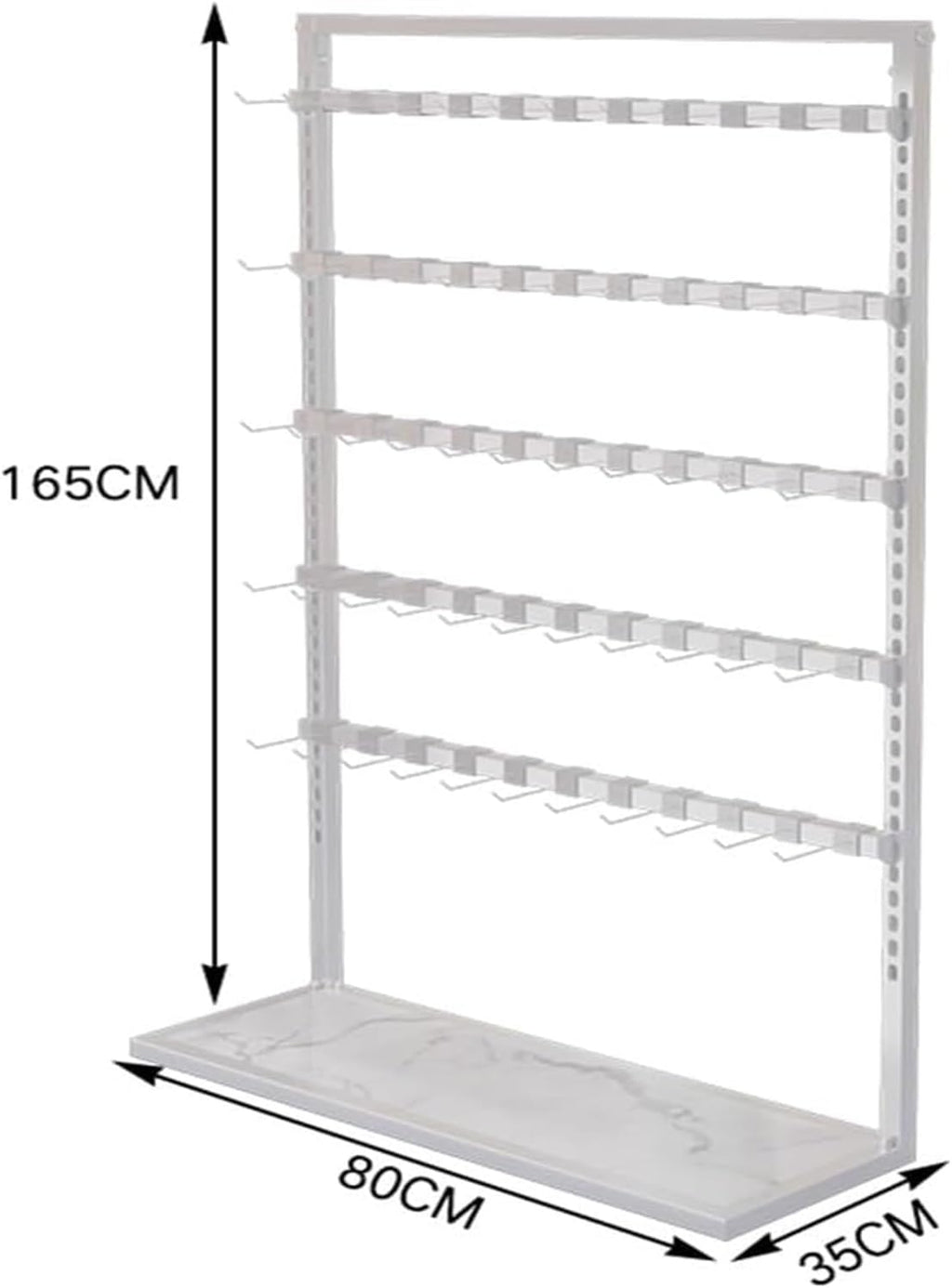 Clothes Rail Garment Rack Floor-Standing Bra Rack, Double Sided Underwear Panty Shorts Display Stand, Boutiques Clothing Retail Store Freestanding Metal Storage,White-100x35x135cm