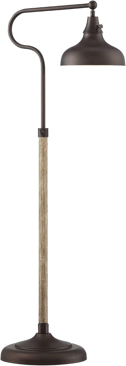 Franklin Iron Works Works Ferris Industrial Farmhouse Rustic 57' Tall Downbridge Pharmacy Floor Lamp Bronze Faux Wood Grain Metal Adjustable Dome Shade for Cottage Core Living Room Reading Family