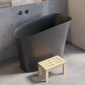 47' Freestanding Soaking Bathtub Modern Oblique Deep Stone Resin Japanese Soaking Bathtub in Matte Black