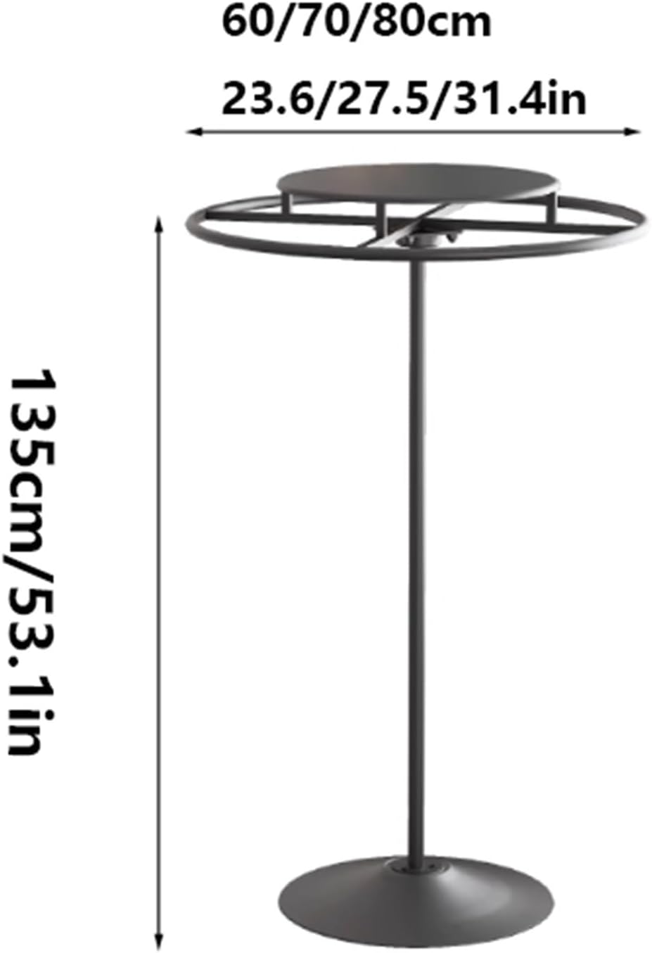 Heavy Duty Round Garment Rack, Metal, 360° Rotating, Freestanding Hanging Clothing Display Stand, for Commercial, Bedrooms, Living Rooms, 135cm/53in(Silver,60 * 135cm)