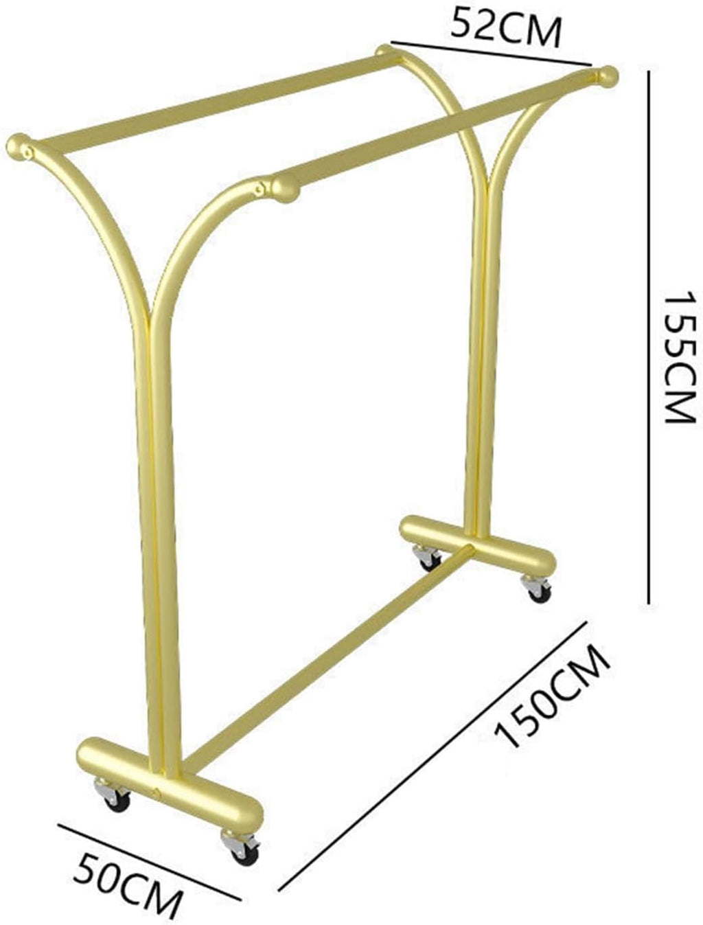 Heavy Duty Clothes Rack with Sturdy Wheels, Freestanding Metal Garment Rack for Hanging Clothes, Standing Rolling Clothing Rack for Retail Boutiques and Bedroom, Gold